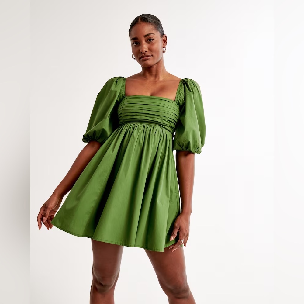 abercrombie & fitch emerson ruched puff sleeve mini dress